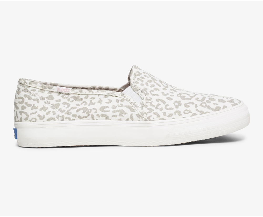 Keds Slip Ons White - Double Decker Animal - Womens KUMGVF-214